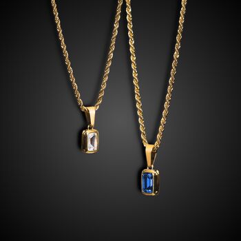 Silver Blue Diamond Pendant Necklace Chain For Men, 5 of 12