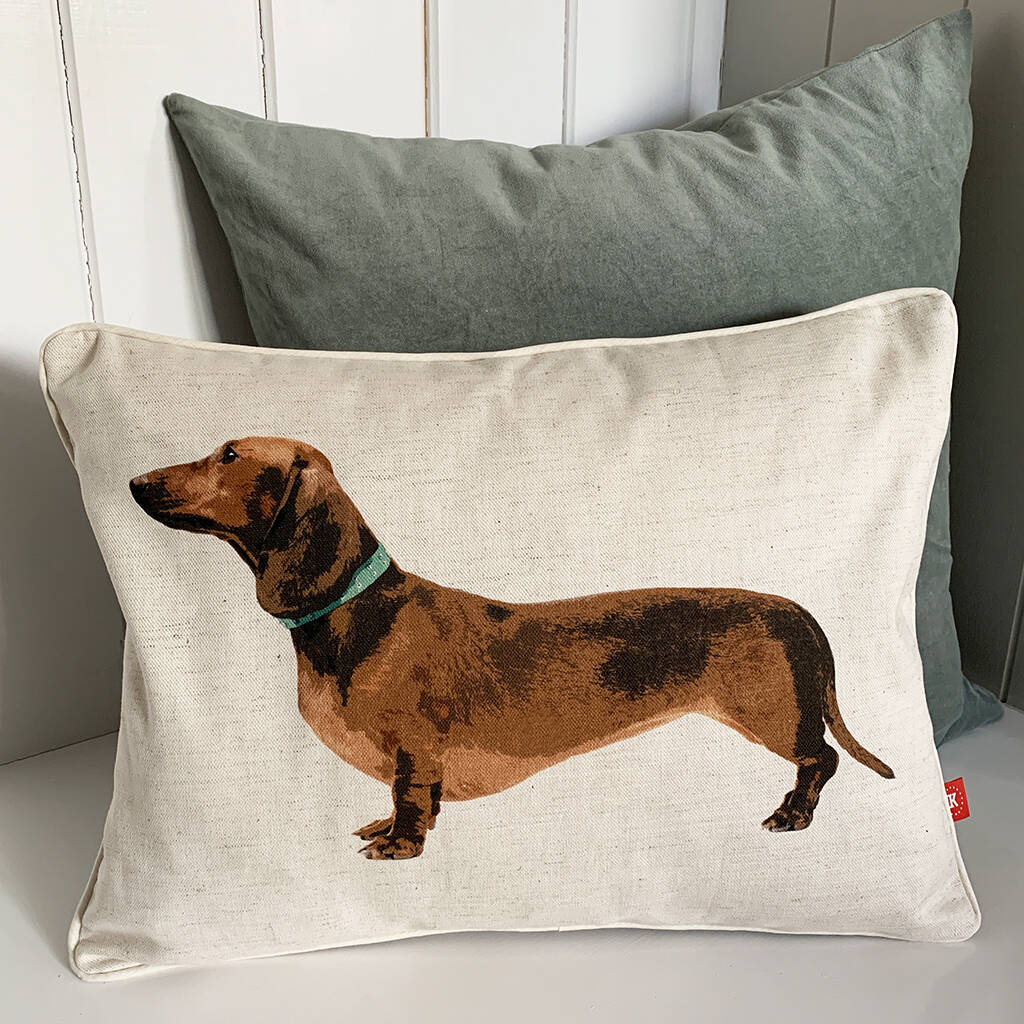 dachshund christmas cushion