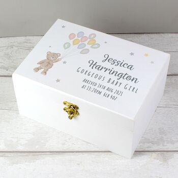 Personalised Teddy White Wooden Keepsake Box, 3 of 3