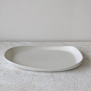 Gharyan Stoneware Large White Organic Platter, 2 of 2
