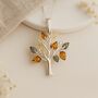 Personalised Sterling Silver Tree Of Life Pendant With Amber, thumbnail 2 of 10