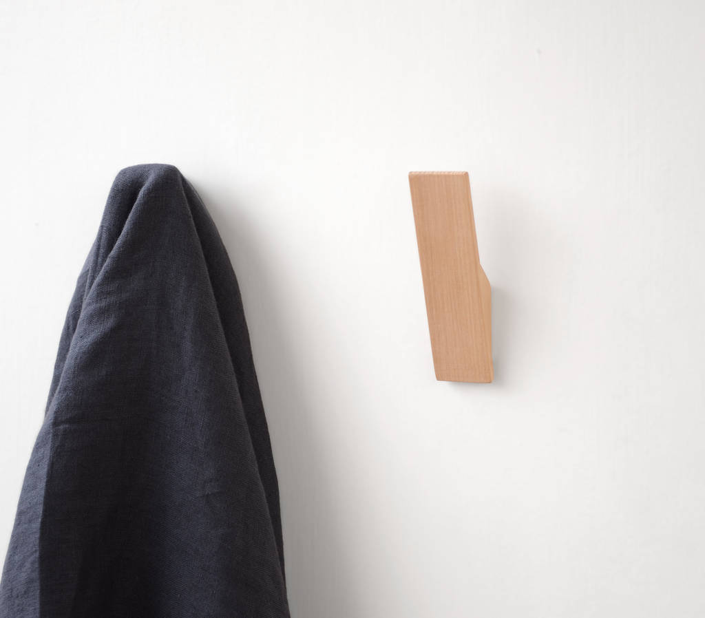 Modern Wooden Wall Hook In Ash Or Black Finish By Utology