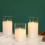 Set Of Three Glass Triangle Flameless Battery Candles, thumbnail 1 of 5