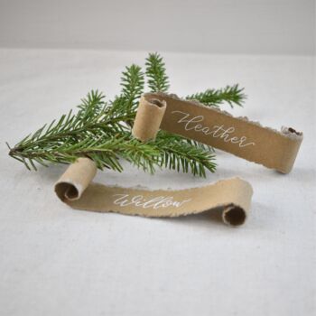 Personalised Christmas Scroll Place Name Cards X 10, 2 of 8