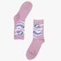 Women's Bamboo Socks Pink Christmas Ski Village, thumbnail 2 of 2