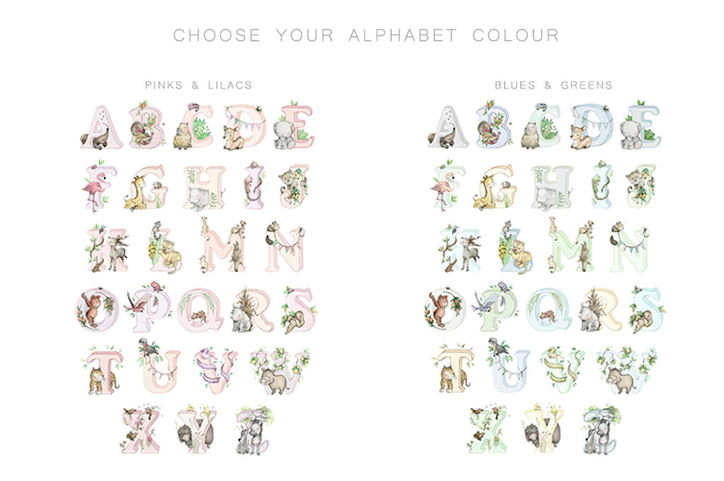 kids pastel safari jungle animal alphabet poster print by daisy bump