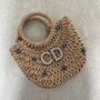 Personalised Ada Blue Starfish Half Moon Wicker Basket Drawstring Bag, thumbnail 1 of 5