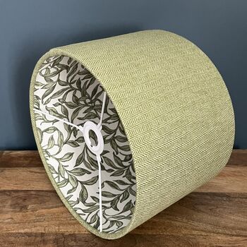 Sherwood Lime Green Botanical Lined Tweed Lampshades, 4 of 7
