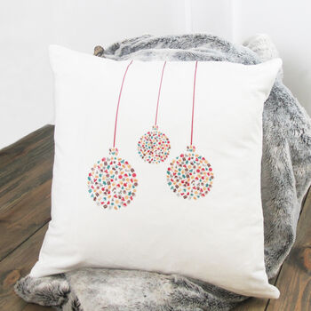 White Contemporary Christmas Bauble Cushion, 5 of 5