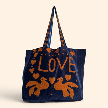 Love Velvet Embroidered Tote Bag | Various Colours Available, 6 of 12