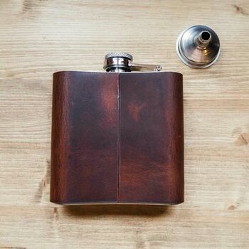 Personalised Bison Skull Leather Hip Flask, 4 of 6