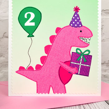 'Dinosaur' Personalised Girls Birthday Card, 2 of 4