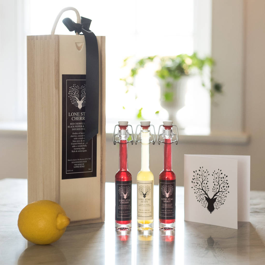 fruit infused gin and vodka mini bottles gift set by