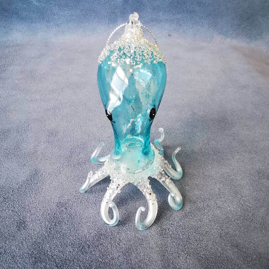 Blue Glass Octopus Bauble By Posh Totty Designs Interiors