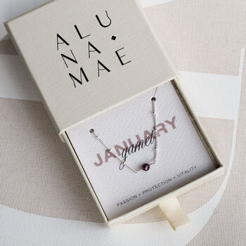 January Birthstone Garnet Sterling Silver Necklace, 3 of 4
