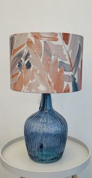 36cm Blue Ripple Lamp With Natural Linen Flex, 2 of 2