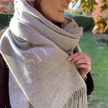 Embroidered Lambswool Blanket Scarf, 4 of 7