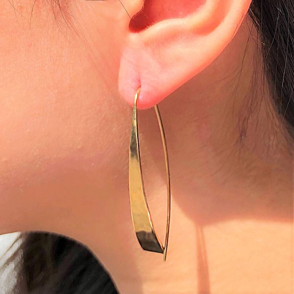 Gold Curl Drop Hoop Earrings, 1 of 8