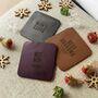 Personalised Vintage Leather Coaster Set Christmas Gift For Her, thumbnail 1 of 9