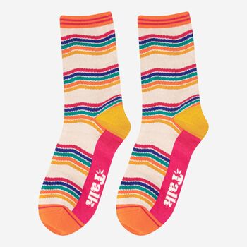 Women's Wavy Rainbow Stripe Bamboo Socks, 3 of 5