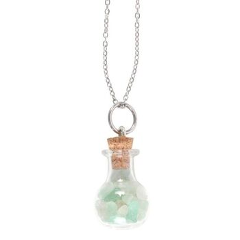 Good Luck Green Crystal Chip Potion Bottle Necklace, 5 of 5