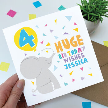 Elephant Child's Birthday Card Any Age, 2 of 2