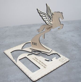 3D Personalised Wood Pegasus Card, 3 of 5