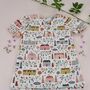 Girl's Dress Pure Handmade Cotton Chateaux Print, thumbnail 1 of 3