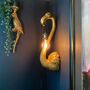 Flamingo Head Antique Gold Wall Lamp, thumbnail 3 of 4