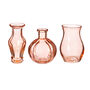 Set Of Three Coral Pink Glass Retro Vases, thumbnail 4 of 4