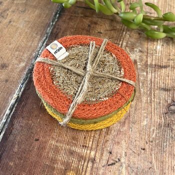 Respiin Set Of Six Seagrass And Jute Coasters Brights, 2 of 8