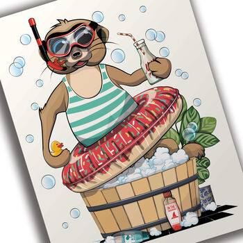 Meerkat In Bubble Bath, Funny Toilet Art, 5 of 9