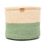 Wilaya: Green Colour Block Woven Basket, thumbnail 9 of 10