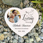 Personalised In Loving Memory Dove Photo Resin Heart Grave Marker, thumbnail 3 of 5
