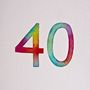 Handmade 40th Birthday Any Age Rainbow Watercolour Card, thumbnail 4 of 7