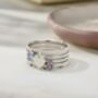 Sterling Silver Amethyst And Rainbow Moonstone Worry Ring – Wide Hammered Spinner Band, thumbnail 4 of 4