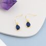 Sterling Silver Sapphire Blue Pear Cut Cz Drop Earrings, thumbnail 2 of 12