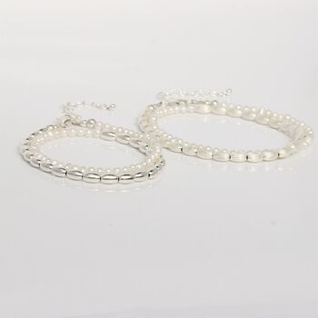 White Pearl Beaded Necklace Or Double Stranded Bracelet With Sterling Silver Beads, 7 of 10