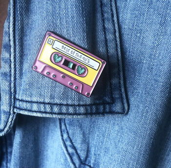 90s Retro Cassette Tape Pin Badge, 5 of 7