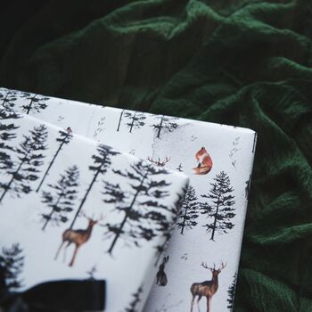 Watercolour Woodland Animals Christmas Gift Wrap Set, 3 of 5