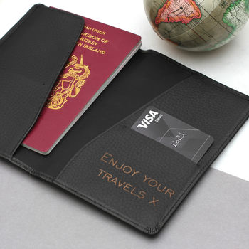 Personalised Luxury Leather Name Travel Document Holder, 8 of 11