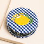Blue Gingham La Dolce Vita Lemon Fabric Compact Mirror, thumbnail 1 of 2