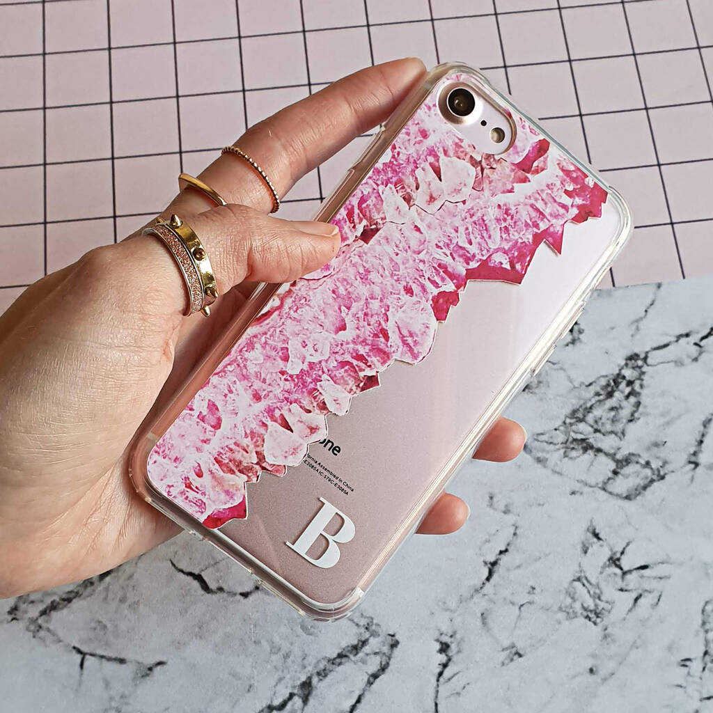 Pink Crystal Clear Monogram Phone Case By Rianna Phillips