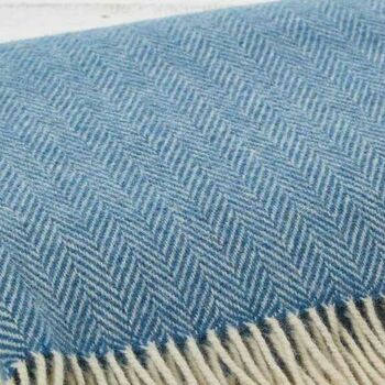 Chunky Cornish Blue Wool Blanket, 2 of 3