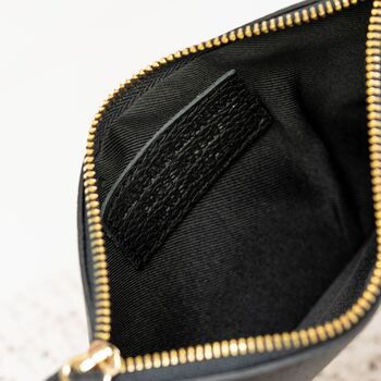 Black Pebbled Leather Wristlet Clutch Bag, 5 of 12
