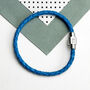 Personalised Men's Woven Cobalt Blue Leather Bracelet, thumbnail 3 of 5