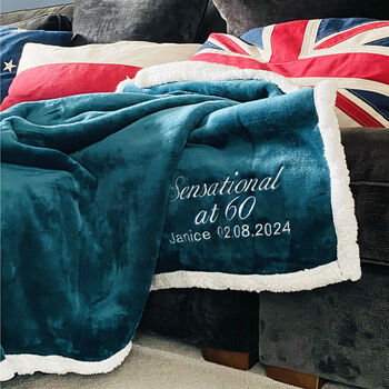 Personalised 60th Birthday Sherpa Blanket, 3 of 12