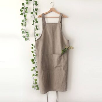 Custom Logo 100% Linen Pinafore Apron, Japanese Apron, 6 of 10