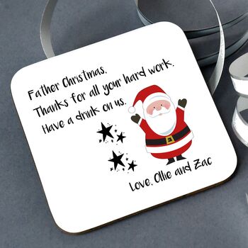 Personalised Thanks Santa Coaster, 2 of 2