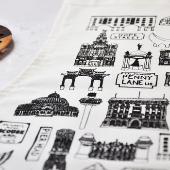 Liverpool Illustrated Black And White Apron, 6 of 9